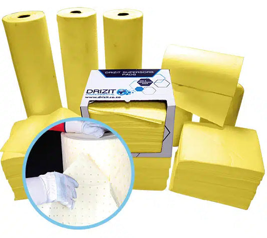 DRIZIT CHEMICAL ABSORBENT PADS & ROLLS